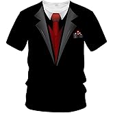 LAOLIUSN Tuxedo T Shirts for Men Tux Costume Suit and Tie Tee Shirt Gifts T-Shirt