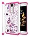 LG K8 Case, LG Escape 3 Case, LG Phoenix 2 Case, Style4U Butterfly Studded Rhinestone Crystal Bling Hybrid Armor Case Cover for LG K8/LG Escape 3/LG Phoenix 2 with 1 Style4U Stylus [White/Hot Pink]