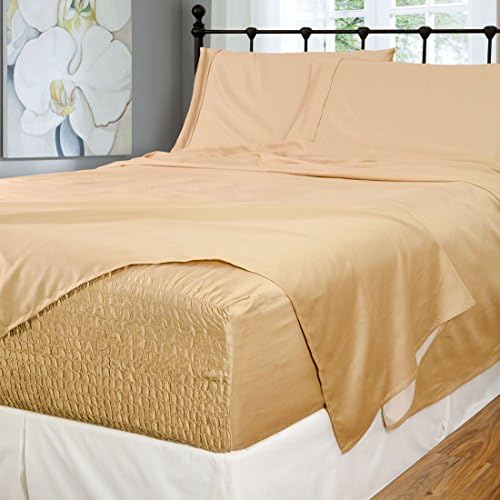 Bed Tite Stretch Fit 500-Thread Count Cotton Rich Super Silky Deep Pocket Sheet Set (California King, Fawn)