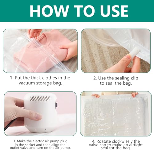 9 Pieces Vacuum Bags Clothes with Electric Pump, 3 x 40 x 40 cm / 3 x 40 x 50 cm / 3 x 40 x 60 cm Vacuum Bags Clothes for Blankets, Pillows, Travel, Moving, Seasonal Items
