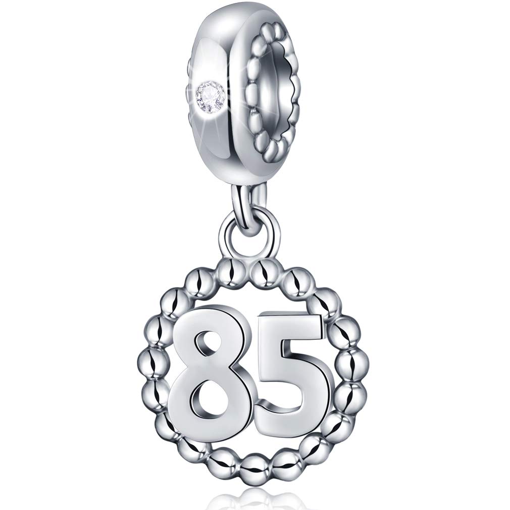 85 Number Charms, S925 Sterling Silver Pendant Charm fits Pandora Charm Bracelets/Necklace/European Snake Chain, Dangle Beads 85th Anniversary 85 Years Birthday Gifts for Mother/Women/Girls
