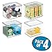 mDesign Plastic Kitchen Pantry and Fridge Storage Organizer Box Containers w/Hinged Lid for Shelves or Cabinets, Holds Food, Snacks, Seasoning, Condiments, Utensils, Lumiere Collection, 4 Pack, Clear