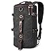 LUXUR Retro Duffel Cylinder Bag 27L Canvas Travel Backpack for Men Hiking Luggage Weekend Bag , Black