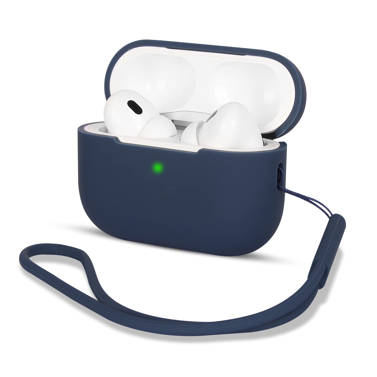 AOTUAO Compatible with AirPods Pro 2 Case Cover, Shock-Resistant Protective Silicone Case Cover for AirPods Pro 2nd Generation 2022 with Silicone Lanyard, Front LED Visible, Midnight Blue — image 1