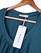 Nomorer Womens Pleated V Neck Long Bell Sleeves Solid Basic Blouse Top