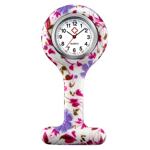 Women Girls Nurse Watches Hygienic Lapel Pinon Brooch Flower Silicone
