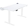 VIVO Electric 60 x 30 in Standing Adjustable Gaming Desk with Hidden Cable Trays, Full-Size Mouse Pad, White Top White Frame, DESK-KIT-1W6-P3W