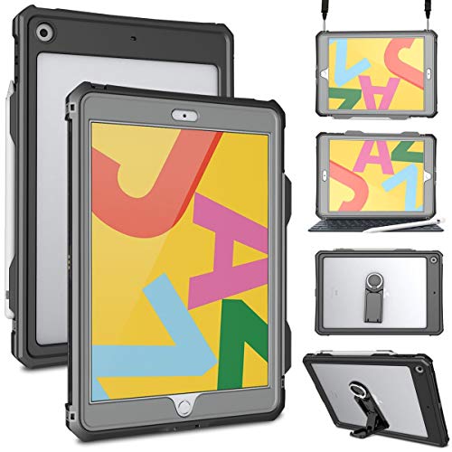 iPad 8 Case, IP68 Waterproof Full Body Drop Protection with Clear Built