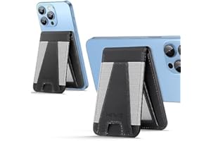 HIWE Magnetic Card Holder Wallet for Apple MagSafe, Designed for MagSafe Wallet with Adjustable Stand, Magnetic Wallet with Open ID Window for iPhone 15/14/13/12 Series, Fit 8 Cards (Black and Gray)