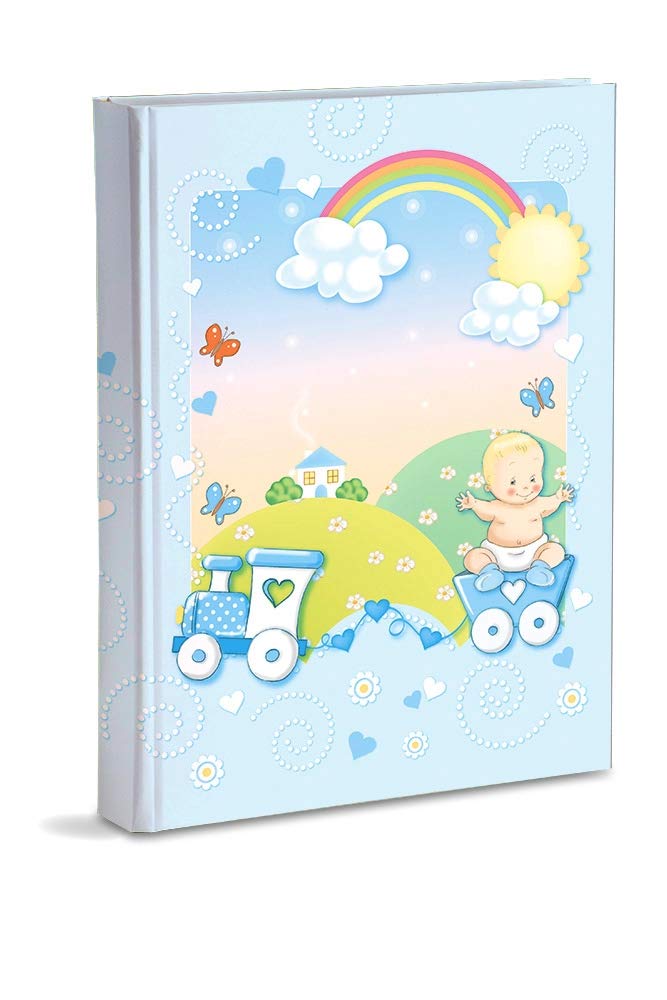 Mareli Photo Album, Sky Blue, Baby Birth with Journal, 23 x 30 cm, 56 White Pg and 4 Pg Customisable Journal, Thick and Durable Cardboard Pages Intervalled with Parchment