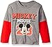 Disney Little Boys' Toddler Mickey Mouse '23 Club Member Long Sleeve Two-Fer T-Shirt, Heather Grey/Red, 3T