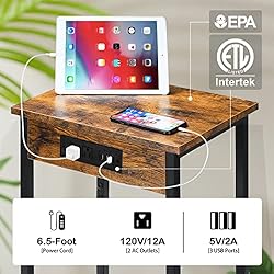 Nightstands Set of 2, End Table with Charging