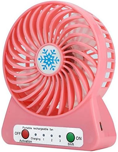 DinoPure Rechargeable Portable Mini USB fan with Upgrade 2200mAh Battery,with Internal and Side Light, 3 Speeds, Personal Cooling for Traveling,Boating,Baby Stroller,Fishing,Camping (pink)