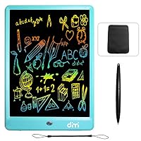 Dimi 10 inch LCD Writing Tablet,Colorful Screen Electronic Writing Board Doodle Pads Drawing Board Gifts for Kids + Erase Button Lock Included(Blue+Case+Stylus)