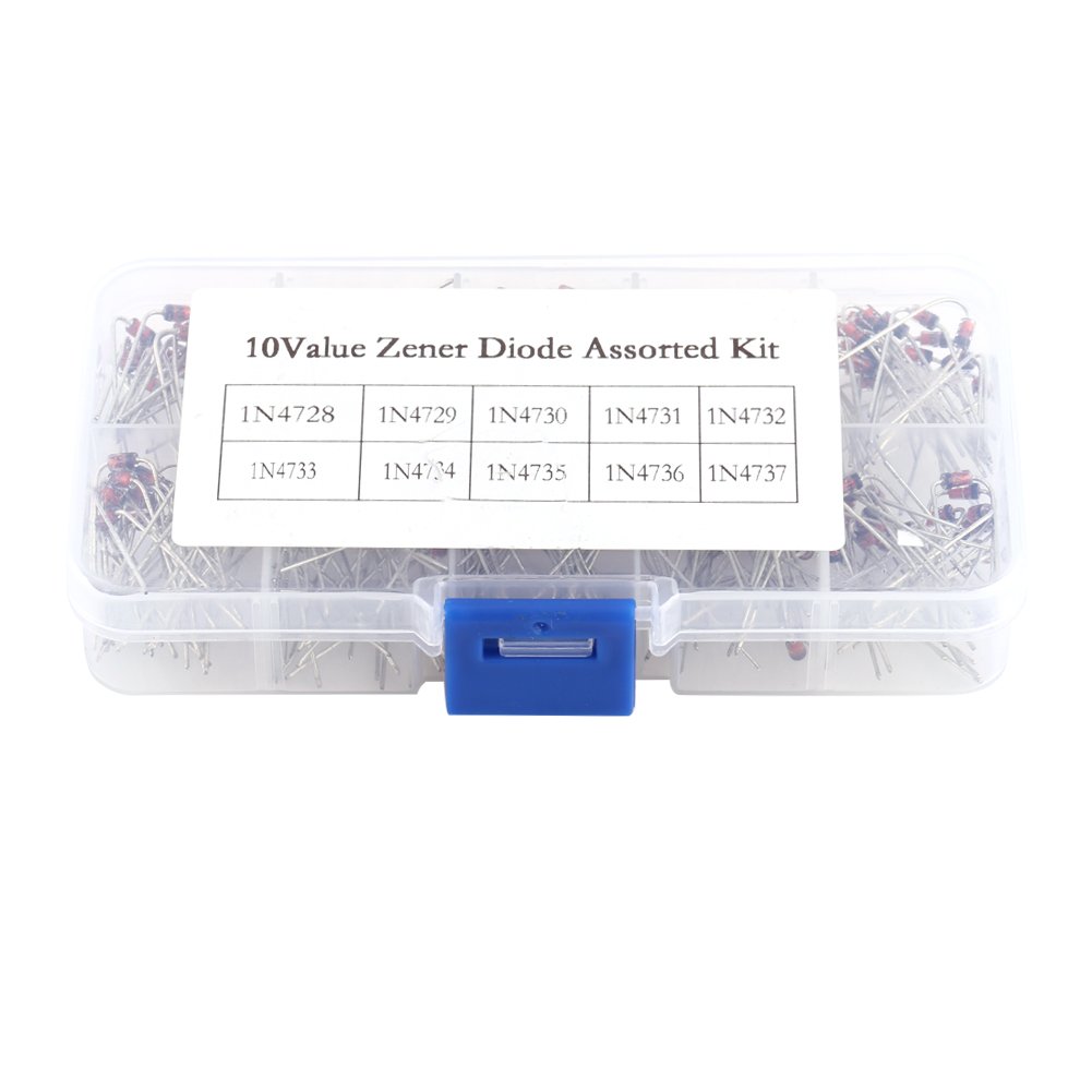 Walfront Zener Diodes Assortment Kit - 200pcs Components (1N4728~1N4737) 1W 10Values Clear Box Package, Perfect for Electronics Projects, ideal for hobbyists and professionals alike