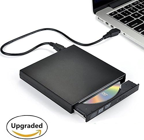 Sibaok External CD Drive for PC, USB 2.0 Slim Portable CD DVD-RW ROM Drive Writer Player for Laptop Notebook PC Desktop Computer Win 7/8/10, Black