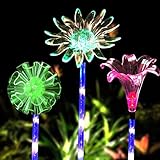 Highpot Outdoor LED Solar Garden Stake Lights - 3 Pack Flowers Solar Powered Lights for Garden, Patio, Backyard