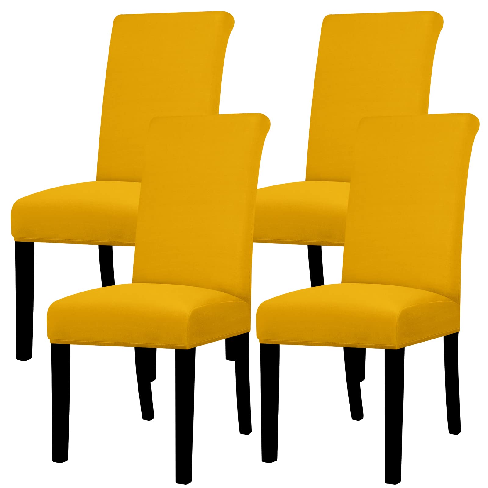 Lellen Dining Chair Covers Set of 4, Stretch Chair Covers Dining Chair Slipcovers Removable Washable Reusable Home & Kitchen Decor Protector Dining Room Chair Covers,Golden