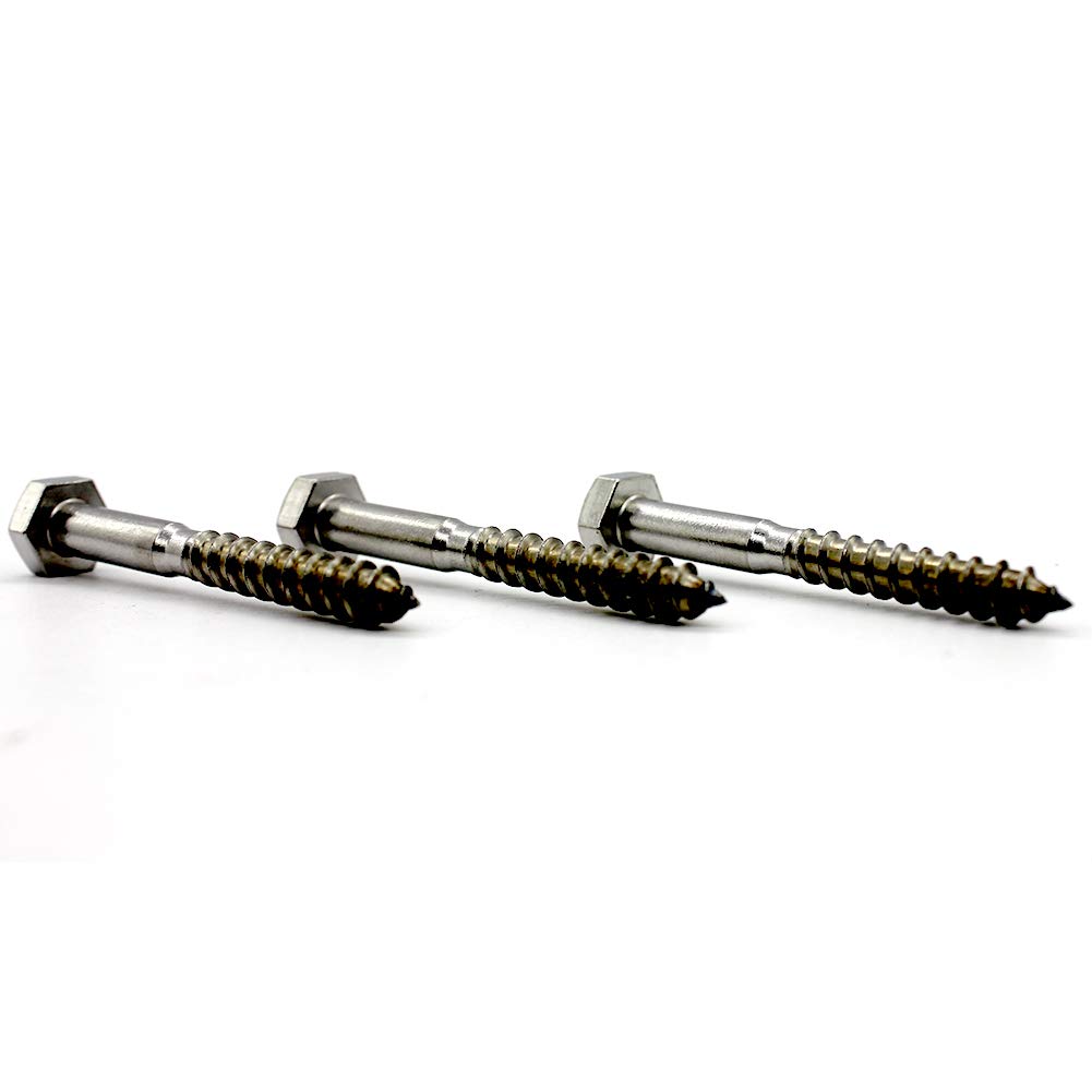 3/8" X 11/2" Stainless Hex Lag Bolt Screws for Wood, (10 Pack) 304 (18