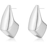 Apsvo Gold/Silver Chunky Earrings for Women, Gold Thick Hoop Earrings Statement Earring Lightweight Drop Dangle Earring Trendy Jewelry