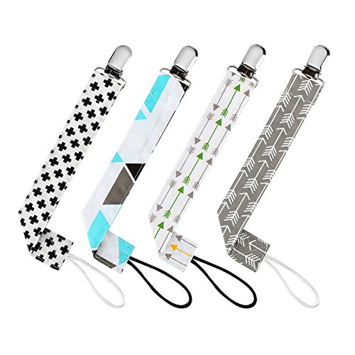 Pacifier Clip for Boys and Girls - 4 Pack - Premium Quality Soothie Pacifier Holder - Great Unisex Modern Design(BOY)