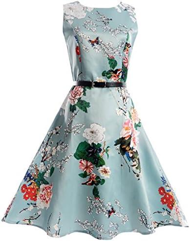 HUIJSNQ Elegant Women Dress Print Vestidos Femme Robe Retro Plus Size Spring Summer Vintage Sleeveless Casual Style OneS