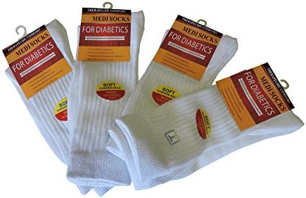 4 Pair Diabetic Socks Soft Cushion Sole Wide Non Binding Top