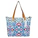 DEMOMENT Canvas Grocery Tote With Zipper for Women Lightweight Organizer Utility Bag For Travel Shopping Beach Work Gym (blue)