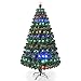 Goplus Artificial Christmas Tree Pre-Lit Optical Fiber Tree 8 Flash Modes W/UL Certified Multicolored LED Lights & Metal Stand (7 FT)
