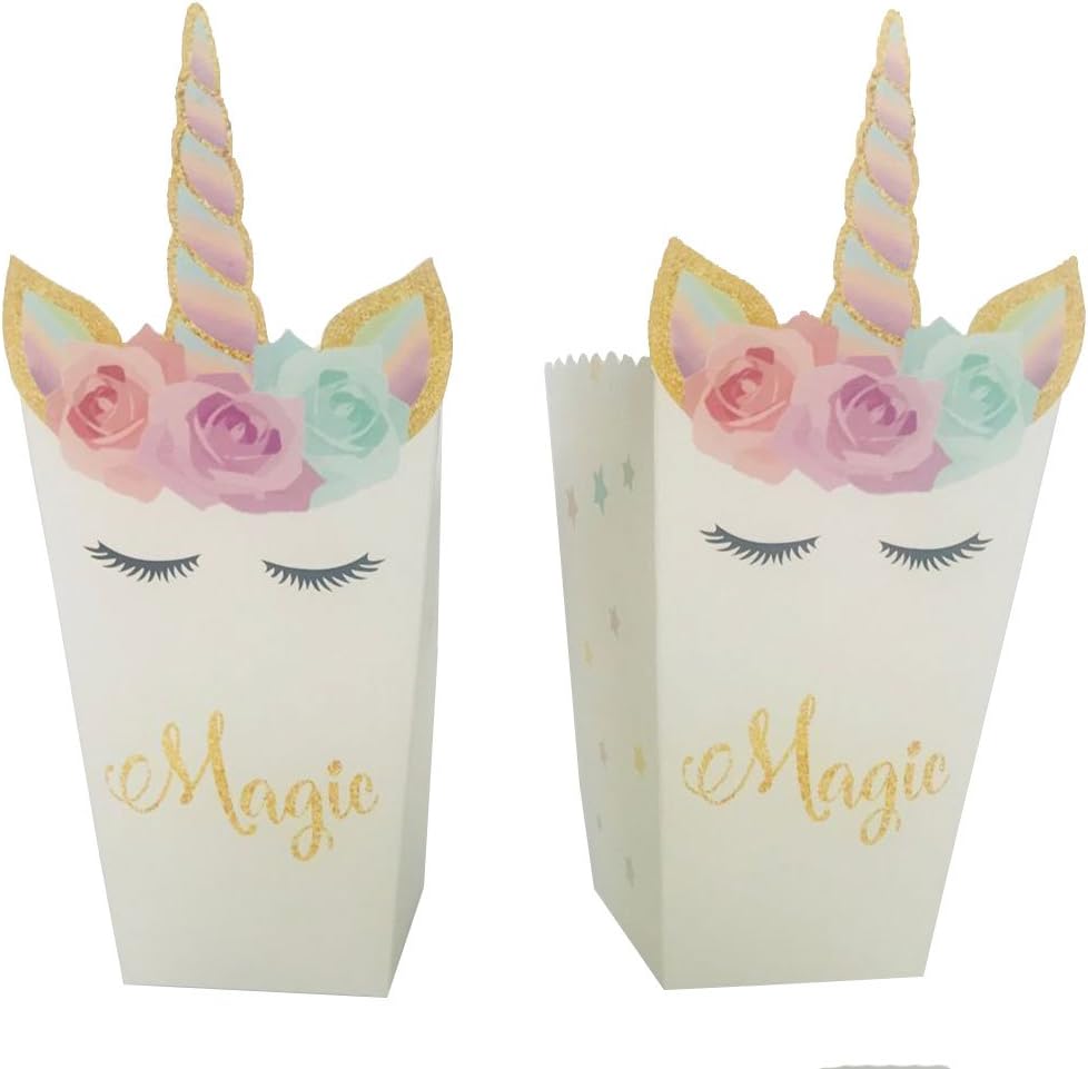 Popcorn Box Pack (12 packs)-Unicorn Theme Party Decoration Set Perfect for Birthday Themed Parties, Movie Nights and carnivals