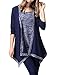 Women Cardigans on Sale,Timeson Women's Irregular Long Sleeve 2-in-1 Vest Cardigan with An Open Front Deep Blue X-Large