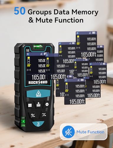 Laser Meter 50M, RockSeed HD IPS Display Digital Laser Distance Meter with Electric Angle Sensor, Portable Laser Rangefinder with 5 Units, Distance/Area/Volume/Pythagorean Measurement, etc.