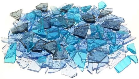 Mixed Blue Stained Glass Cobbles-8 ounces(half pound)