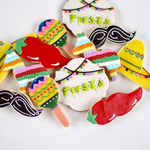 ½ Dz. Its a FIESTA Cookies! Spice it up with Maracas and Chili Peppers Cookies! Mexican, Cinco De Mayo, Baby Shower, Fiesta Birthday Theme Party Favors!