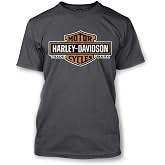 Harley-Davidson Men's Orange Elongated Bar & Shield White T-Shirt 30291967