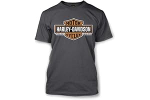 WISCONSIN HARLEY-DAVIDSON Harley-Davidson Men's Elongated Orange Bar & Shield Charcoal T-Shirt 30291961