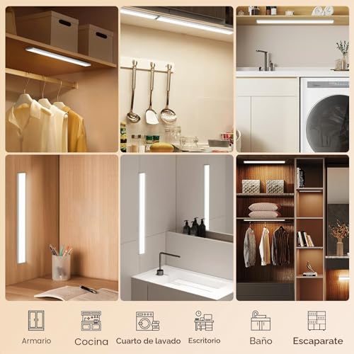 Quntis 40 cm LED Light Magnetic Cabinet with Motion Sensor, 186 LED 3 Colour 2500 mAh LED Lights Full Screen Kitchen, Under Cabinet Light for Cabinet, Hallway Basement, 2 Pieces