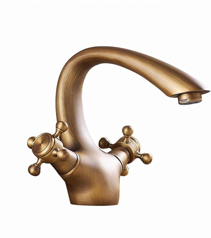 Wasserhahn Bad-Waschtischarmaturen, Retro Kupfer Schwarz Doppelhebel