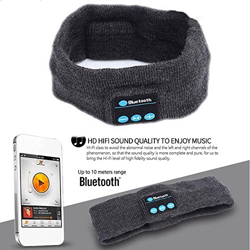 Bluetooth Headband, Ranger5 Wireless Sports Music Headwear Strap Outdoor Speaker and Headset, Grey - Thumbnail 4