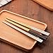 Autohome 2 Spoons and 2 Pairs Chopsticks Saintless Steel Dinner Flatware - Black&Golden