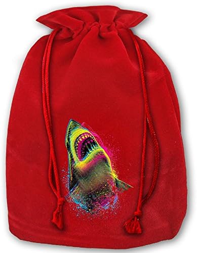 HERSON Cmyk-shark Drawstring Gift Pouch Christmas Bag Sack Tote Bag Candy Sack For Children Santa Claus 14"X18"