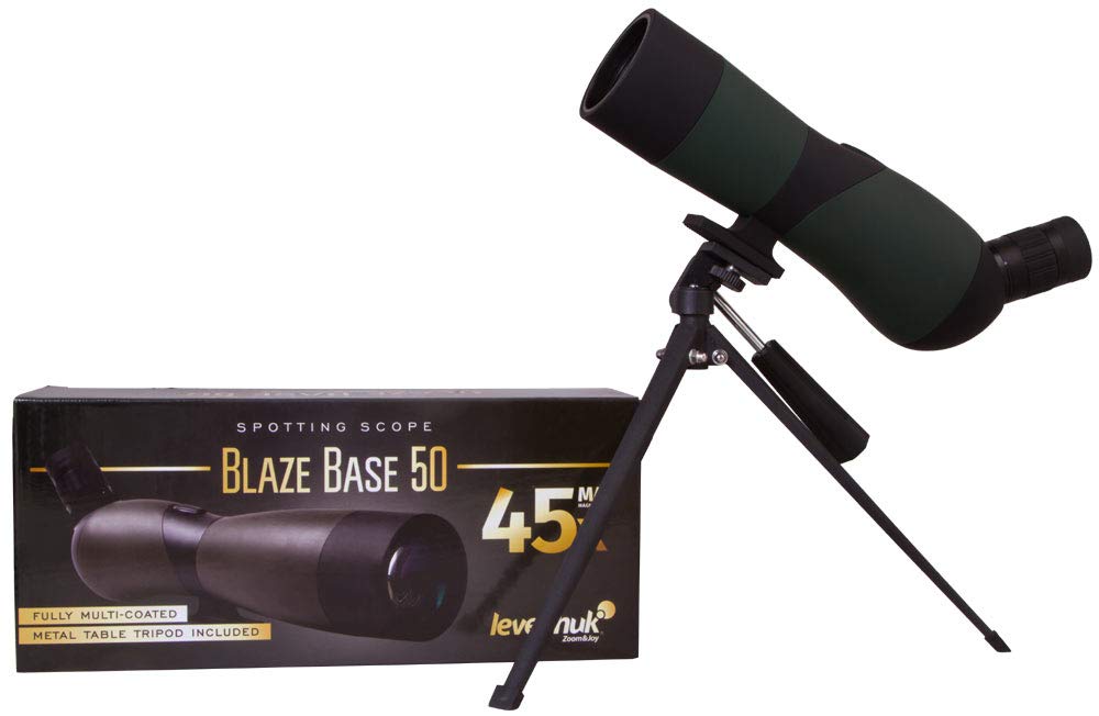 Levenhuk Blaze BASE 50 Portable Spotting Scope with BK7 Glass Optics, Metal Table Tripod and Case for Watching Wildlife, Urban and Natural Landscapes