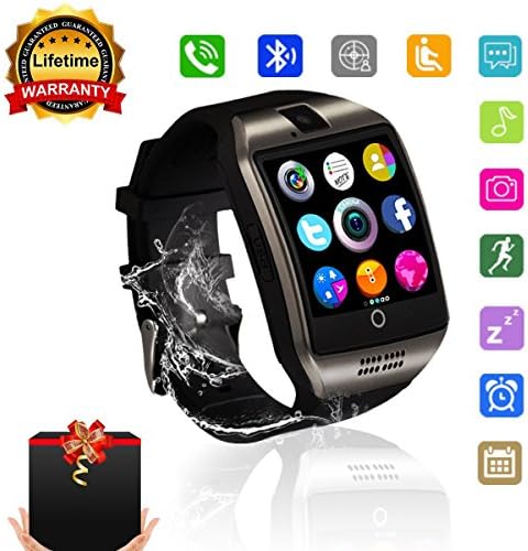CRAFTRONIC Smart Watch Bluetooth Touch Screen Unlocked iPhone SIM Card, Waterproof Sports Watch Compatible with Android iOS Samsung -Kids Men Women- (Black)