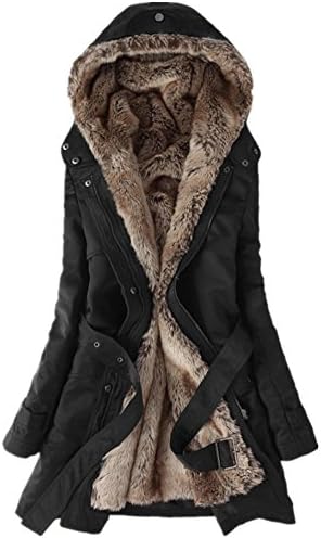 FENIKUSU Winter Coats for Women Thicken Lamb Wool Hooded Cotton Jackets