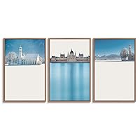 3 Piece Framed Canvas Wall Art City Covered with Snow Canvas Prints Home Artwork Decoration for Living Room,Bedroom - 16