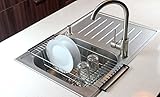 Over-The-Sink Kitchen Dish Drainer Rack, Durable Chrome-plated Steel (Black) (Kitchen)