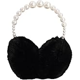 Pocadri Plush Ear Muffs for Women Soft Faux Fur Pearl Headband Ear Warmer Cold Weather Outdoor Ear Covers