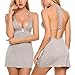 Avidlove Sleepwear Womens Chemise Sexy Nightie Full Slip Lace Babydoll Dress (L, Gray)
