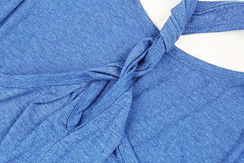 IRISGOD Womens Workout Racerback Tank Tops Summer Funny Graphic Twisted Back Gym T Shirts Light Blue - Thumbnail 5