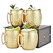VonShef Moscow Mule Mugs Set of 4 Gold Hammered Effect Barrel Style 16oz Glasses With Gift Box